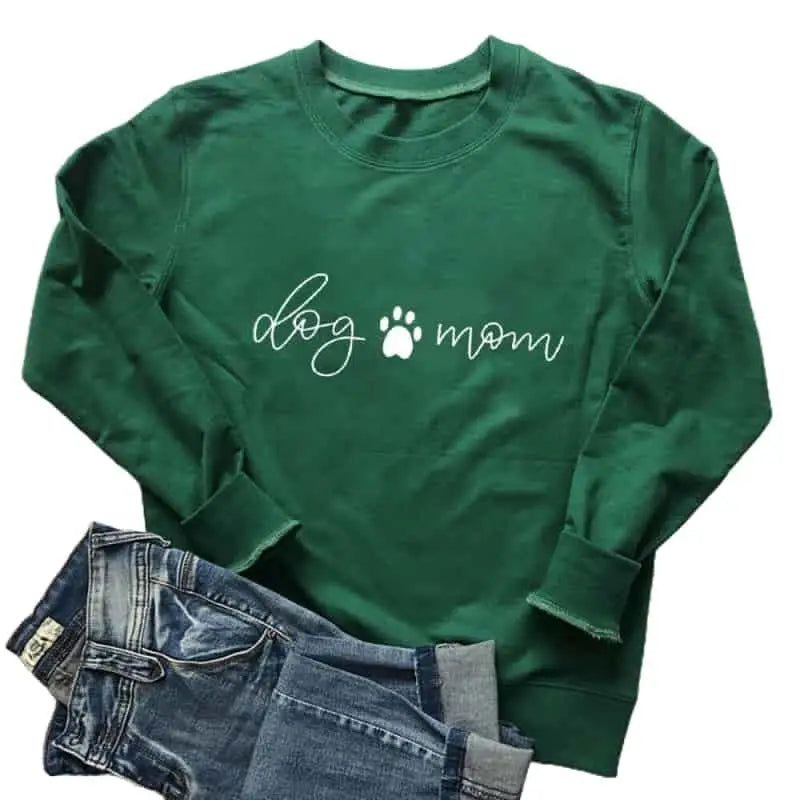 Dog Mom Vegan-Friendly Sweatshirt for Everyday Wear Green