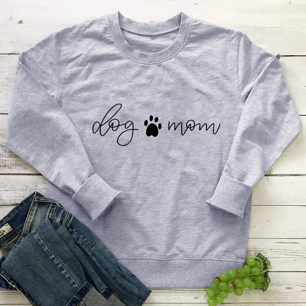 Dog Mom Vegan-Friendly Sweatshirt for Everyday Wear Grey