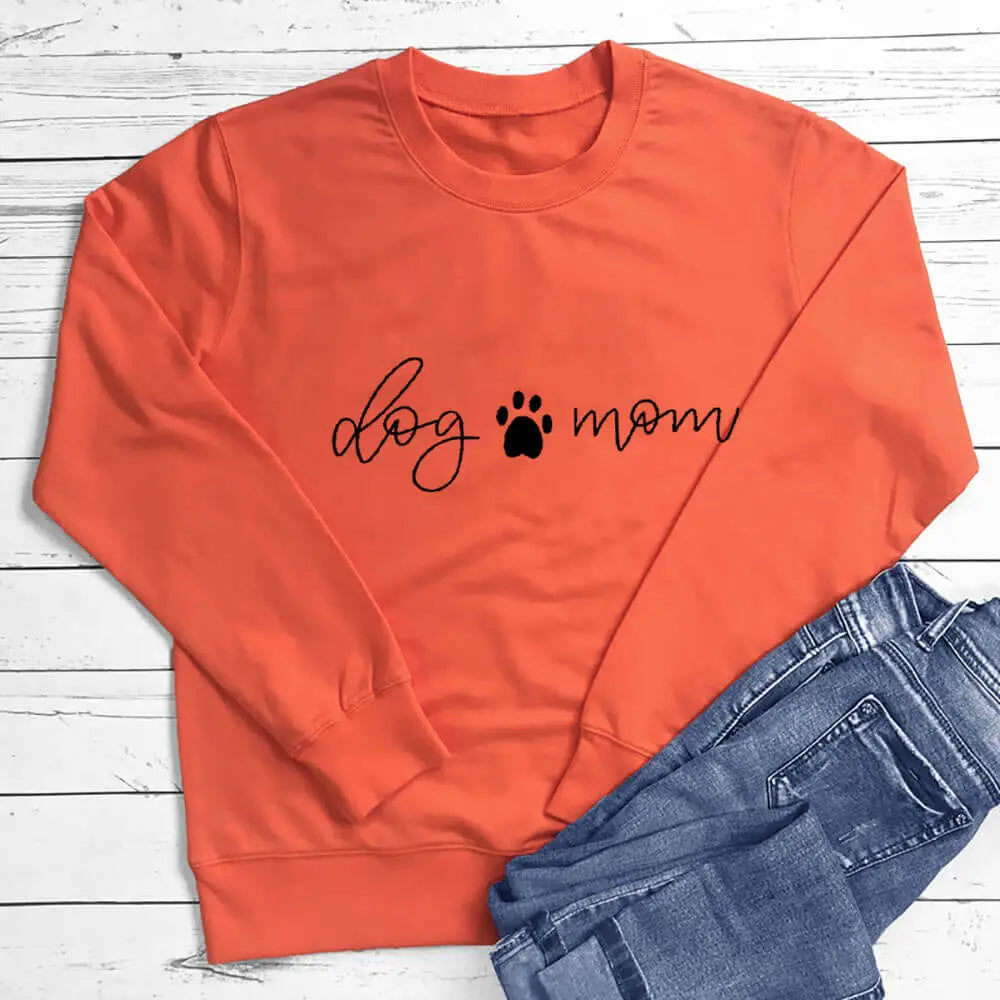 Dog Mom Vegan-Friendly Sweatshirt for Everyday Wear Orange