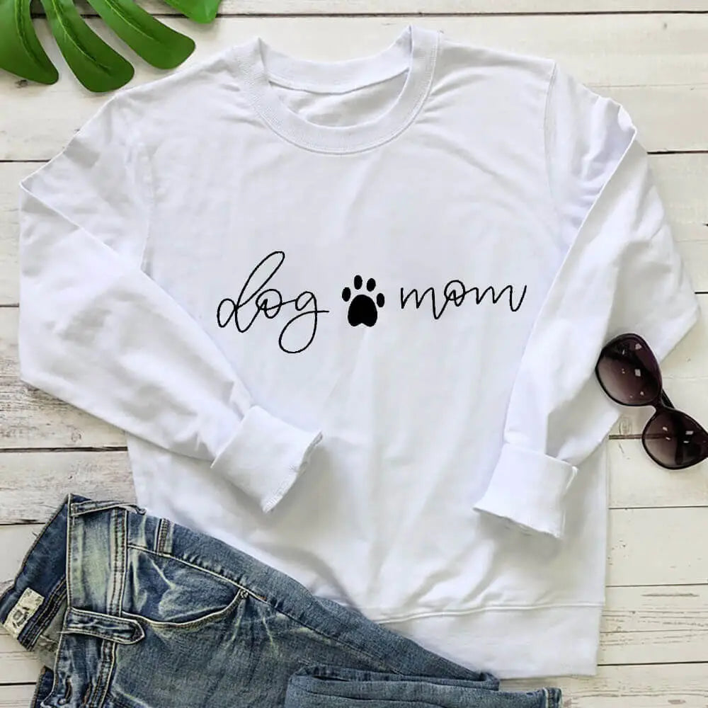 Dog Mom Vegan-Friendly Sweatshirt for Everyday Wear White