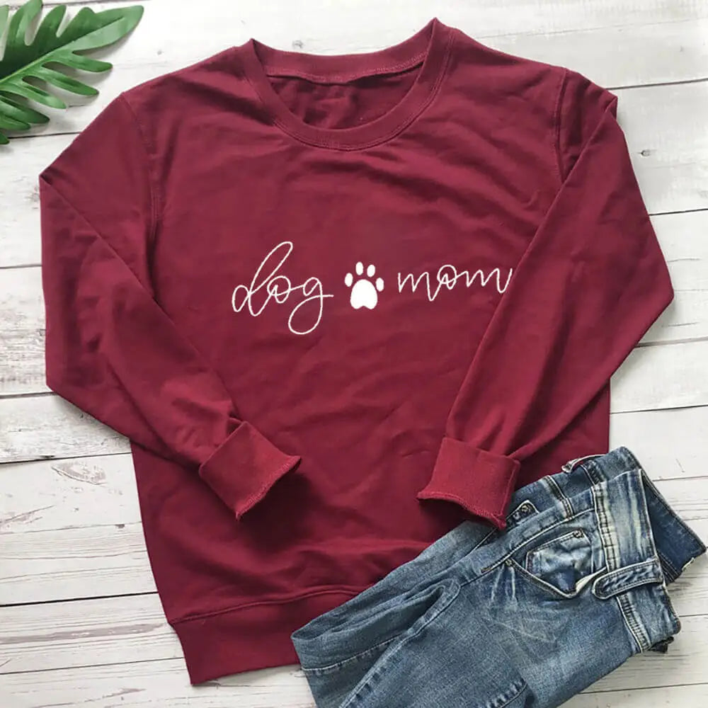 Dog Mom Vegan-Friendly Sweatshirt for Everyday Wear Wine