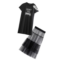 Thumbnail for Don't Feel Small Set T-shirt Dress And Mesh Skirt Suits
