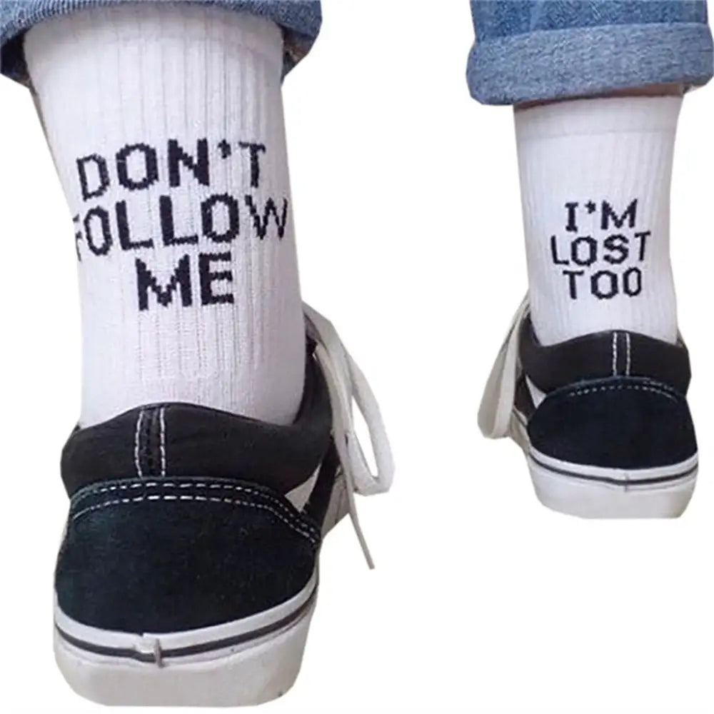 Don’t Follow Me Socks - White / One size for 34-43