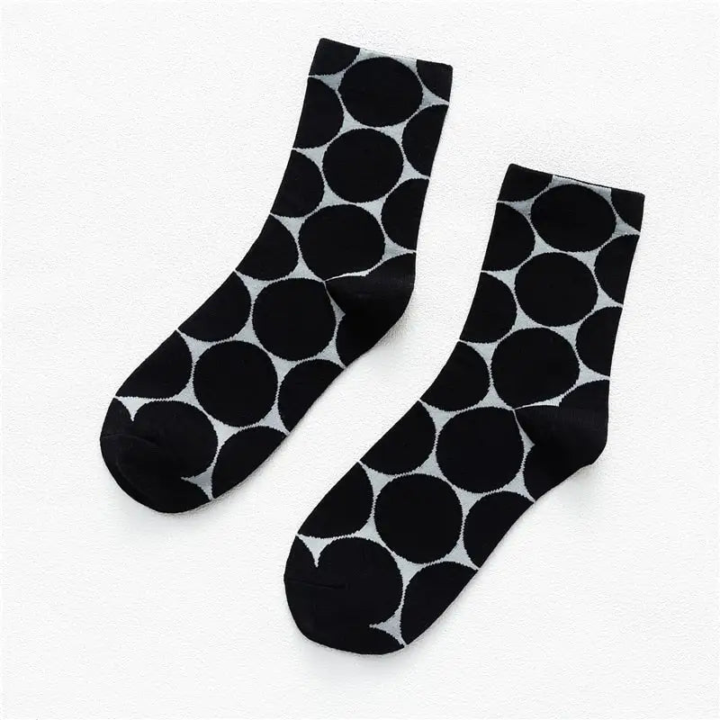 Dot Print Socks - Black / One Size