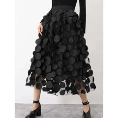 Dot Tulle High Waist Long Skirt