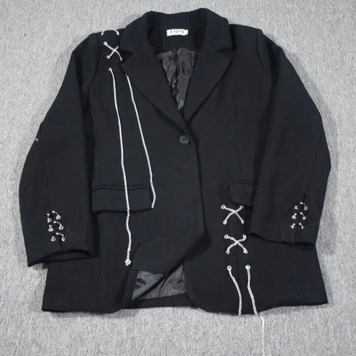 Double-breasted With Pocket Black Blazer