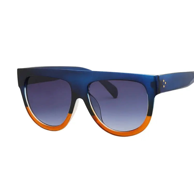 Double Color Frame Sunglasses - Blue-Brown / One Size