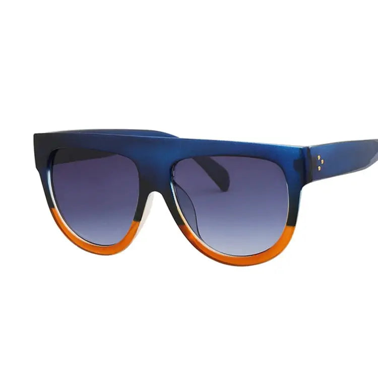 Double Color Frame Sunglasses for Men and Women Blue-Brown