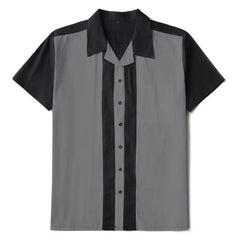 Double Color Short Sleeve Shirt for Men Gray-Black / L