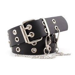 Double Hole Pin PU Leather Belt