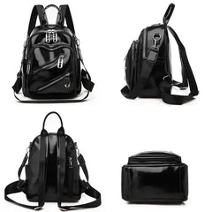 Double Zipper Pu Travel Razor Rucksack Backpack