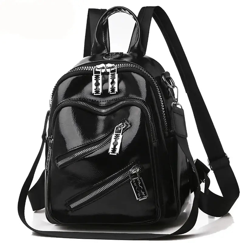 Double Zipper Pu Travel Razor Rucksack Backpack