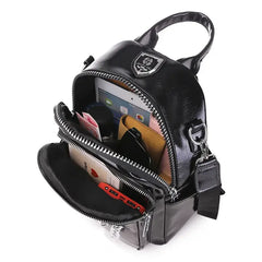 Double Zipper Pu Travel Razor Rucksack Backpack