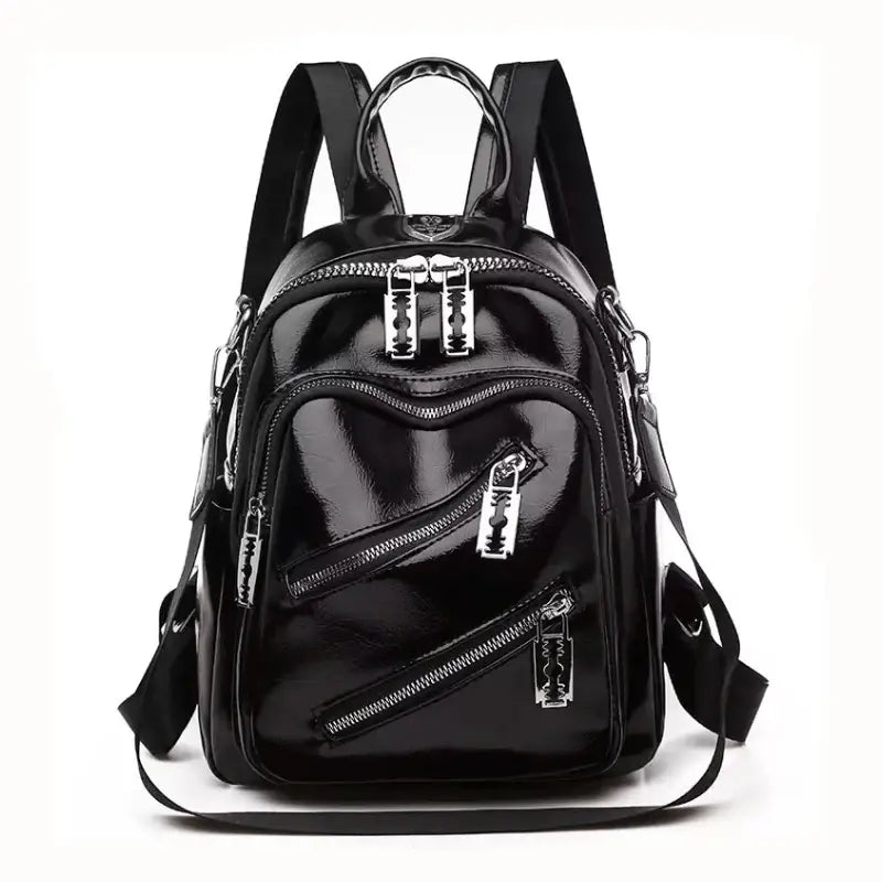 Double Zipper Pu Travel Razor Rucksack Backpack