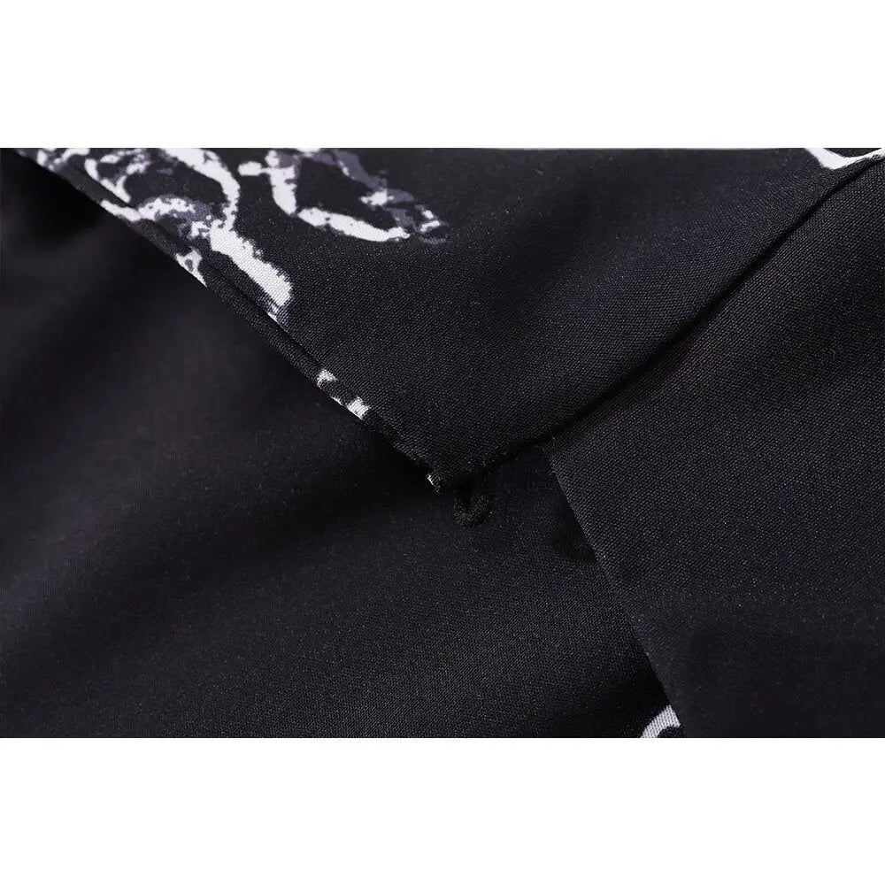 Dragon Printed Material Polo Shirt with Turn Down Collar