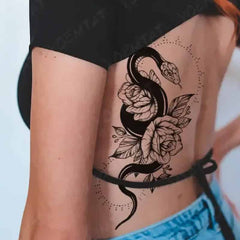 Dragon Snake Waterproof Temporary Tattoo Sticker - Black