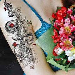 Dragon Snake Waterproof Temporary Tattoo Sticker - Color