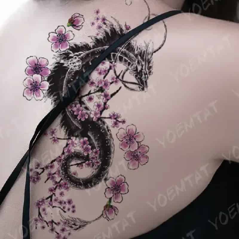 Dragon Snake Waterproof Temporary Tattoo Sticker - Purple
