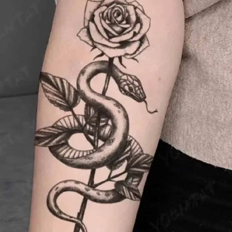 Dragon Snake Waterproof Temporary Tattoo Sticker - Rose