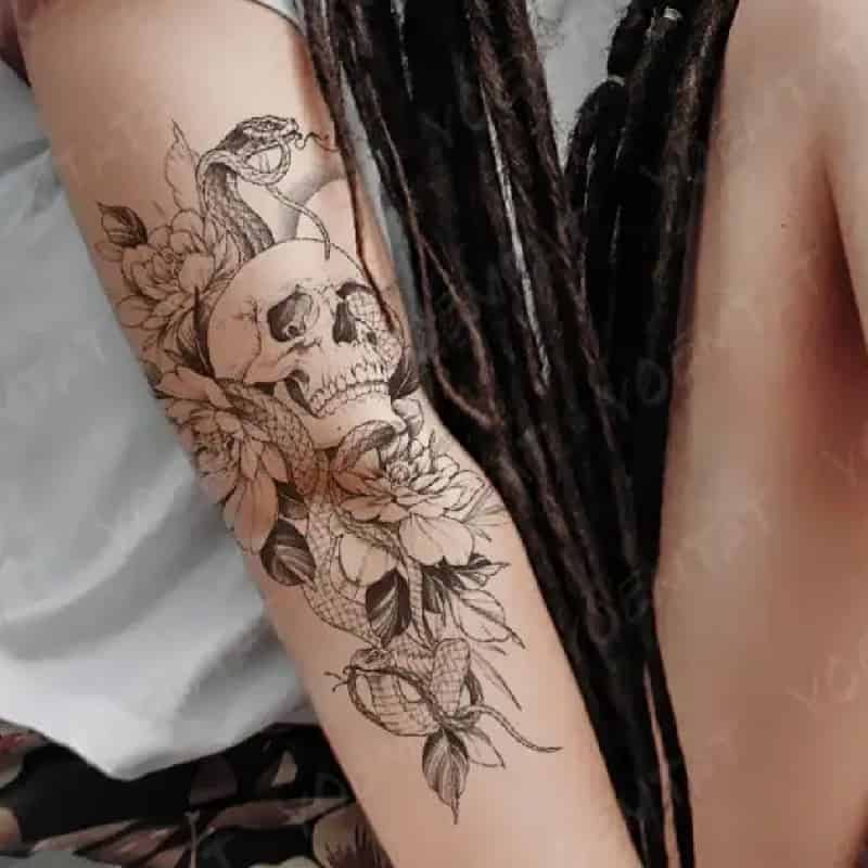 Dragon Snake Waterproof Temporary Tattoo Sticker - Skull