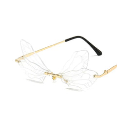 Dragonfly Fashion Rimless Sunglasses - Transparent