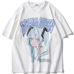 Drama Queen Harajuku Girl T Shirt Japanese Streetwear White