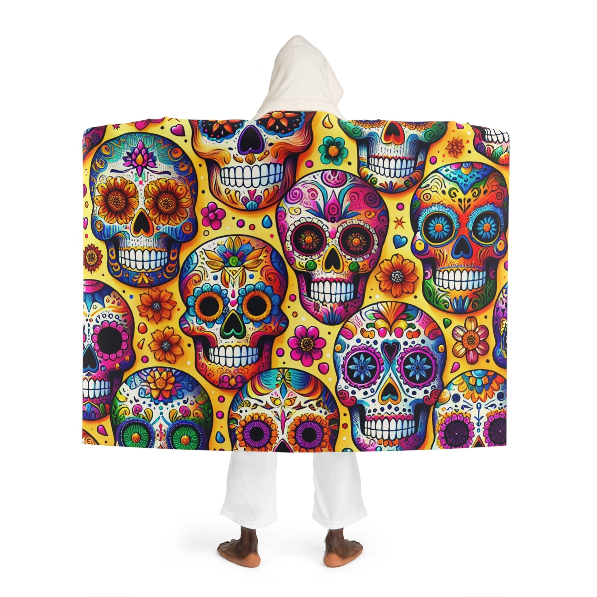 Dulce Muerte - Sugar Skull Hooded Sherpa Blanket