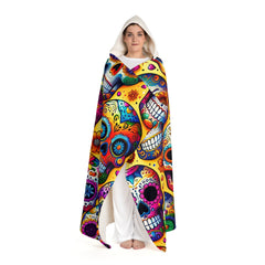 Dulce Muerte - Sugar Skull Hooded Sherpa Blanket