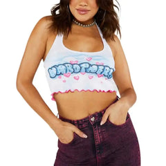 E Girl Graphic Letter Printing Crop Tops