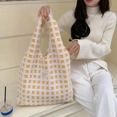 Eco Plaid Plush Shoulder Bags