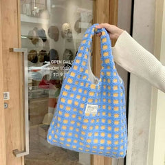 Eco Plaid Plush Shoulder Bags