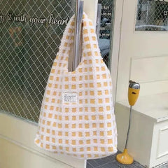 Eco Plaid Plush Shoulder Bags