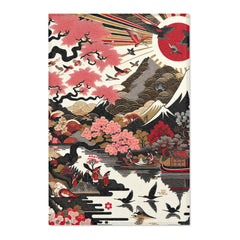Edo Japan Detailed Area Rug with Intricate Landscape Design