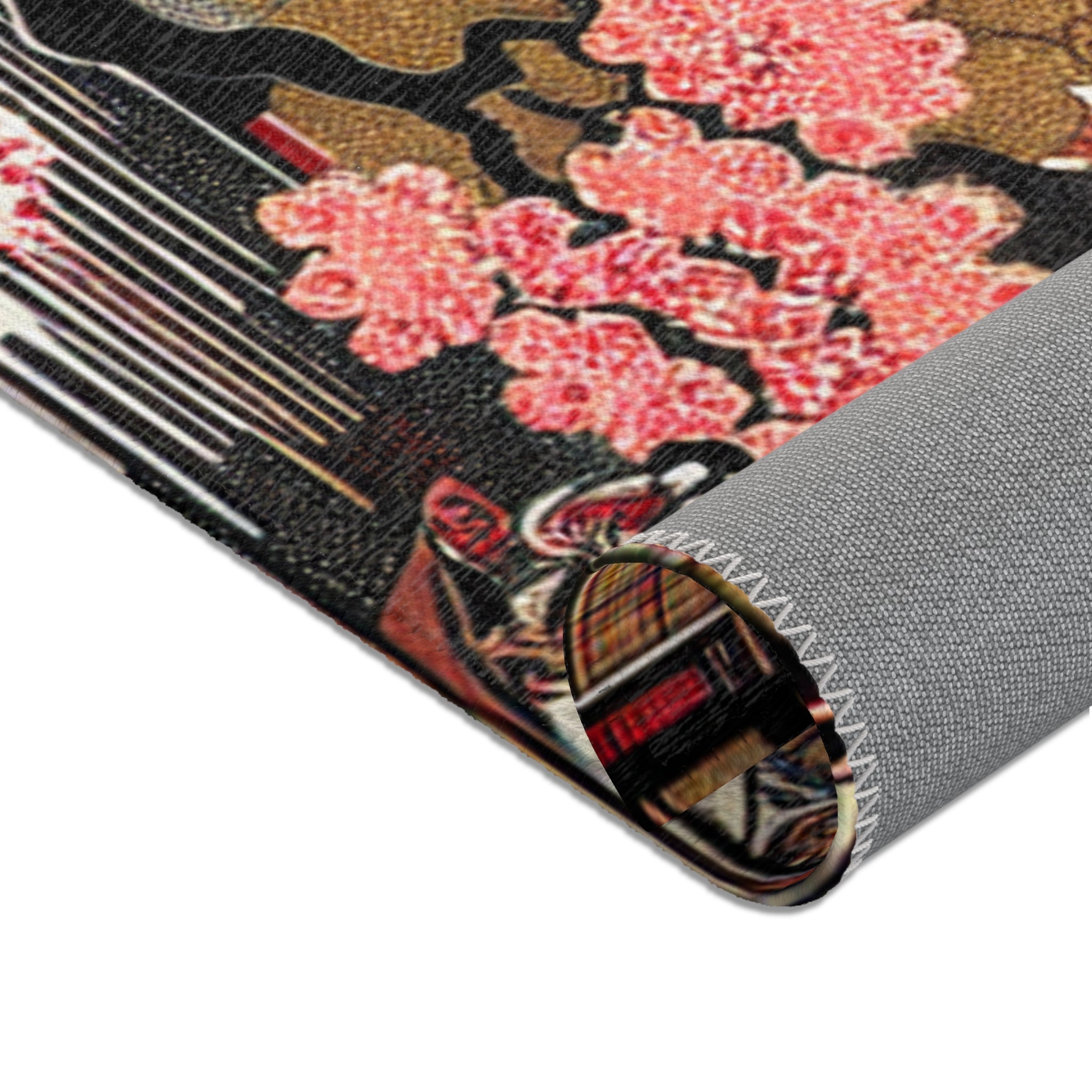 Edo Japan Detailed Area Rug with Intricate Landscape Design