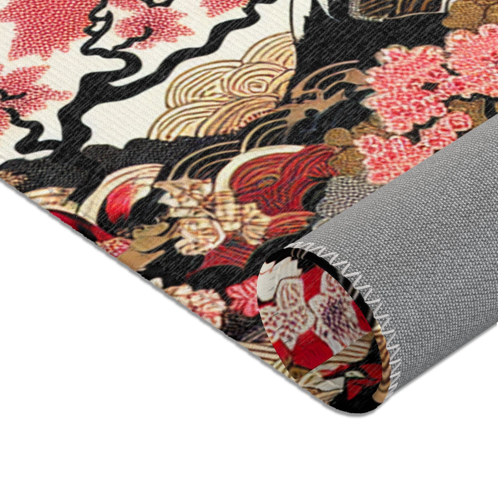 Edo Japan Detailed Area Rug with Intricate Landscape Design