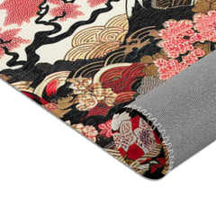 Edo Japan Detailed Area Rug with Intricate Landscape Design