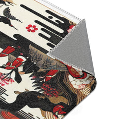 Edo Japan Detailed Area Rug with Intricate Landscape Design