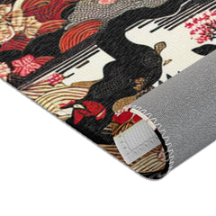 Edo Japan Detailed Area Rug with Intricate Landscape Design