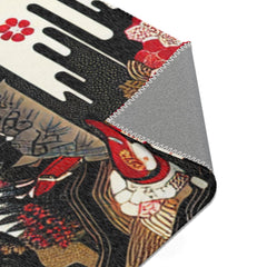 Edo Japan Detailed Area Rug with Intricate Landscape Design