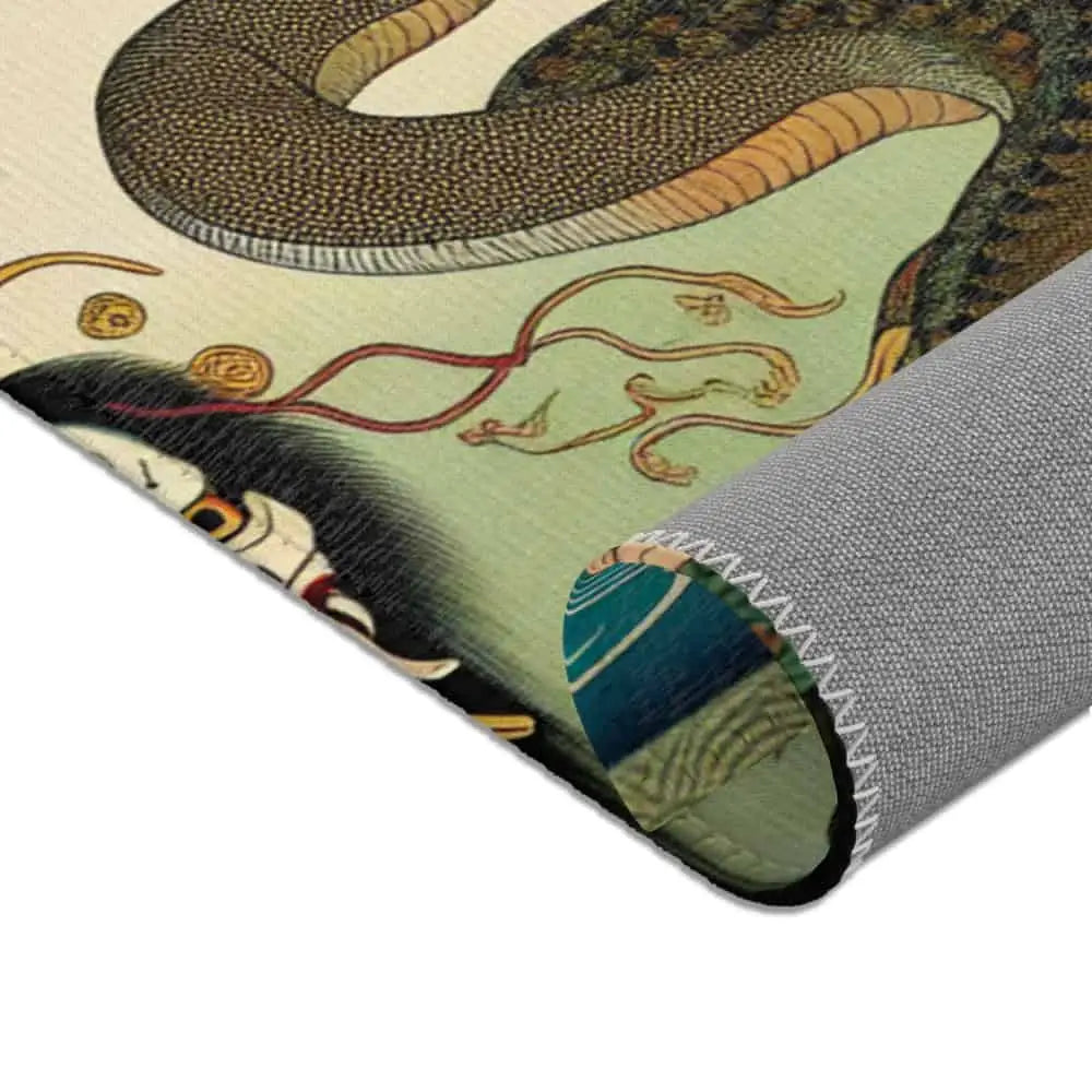 Edo-Period Art-Inspired Area Rug with Traditional Yokai