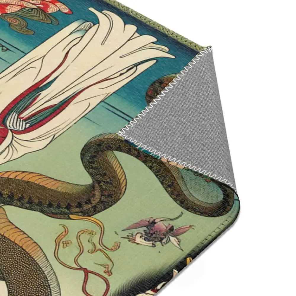 Edo-Period Art-Inspired Area Rug with Traditional Yokai