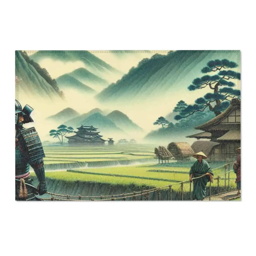 Edo Period Exquisite Area Rug with Serene Countryside Scene