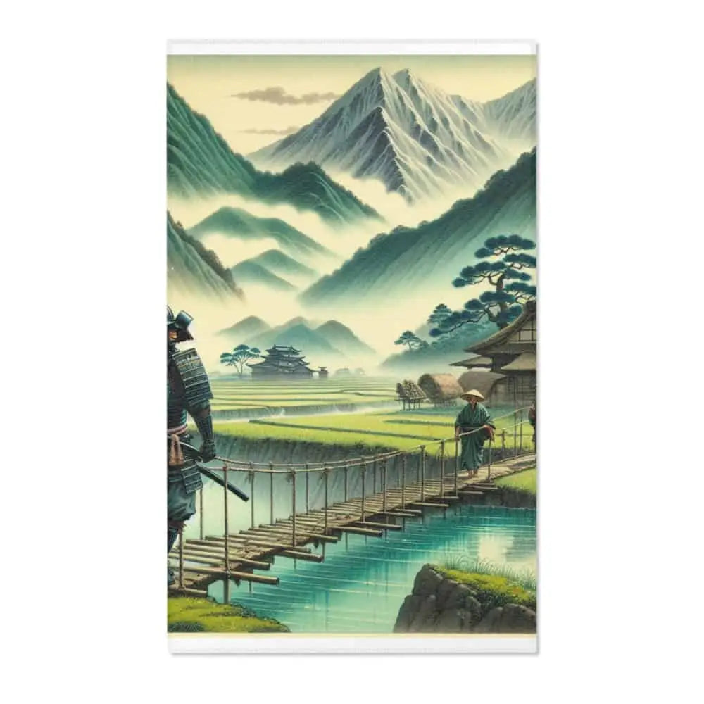 Edo Period Exquisite Area Rug with Serene Countryside Scene