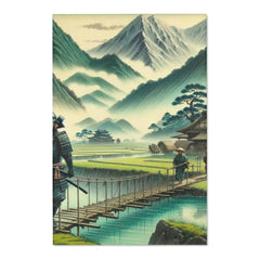Edo Period Exquisite Area Rug with Serene Countryside Scene