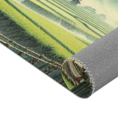 Edo Period Exquisite Area Rug with Serene Countryside Scene