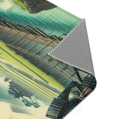 Edo Period Exquisite Area Rug with Serene Countryside Scene