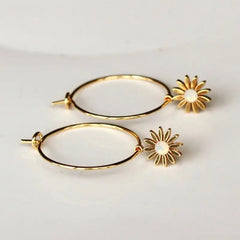 Egyptian Designs Large Hoop Earrings Golden-Flower
