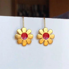 Egyptian Designs Large Hoop Earrings Golden-Red / One Size