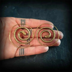 Egyptian Designs Large Hoop Earrings Golden-Snake / One Size