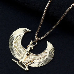 Egyptian Isis Wings Pendant Necklace Gold